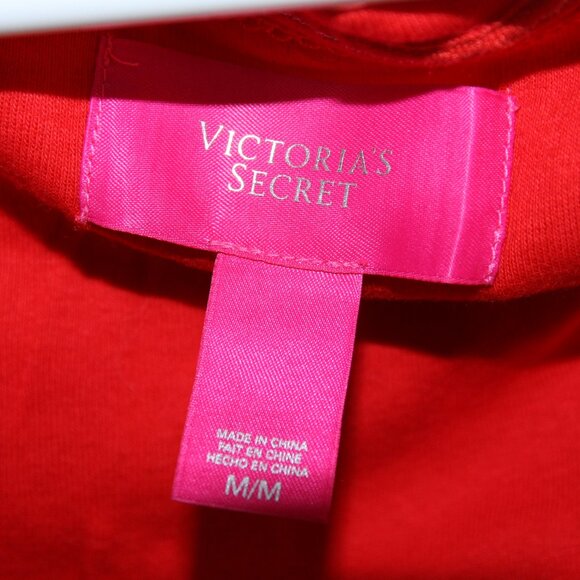 Victorias Secret Striped One Piece Shorts Top Pajamas Sleepwear Lounge Red M - Picture 5 of 6